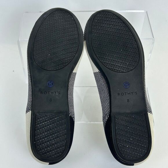 Rothy's Womens Flats Slip On Shoes Navy Blue White Plaid Round Toe Size 8 - Picture 6 of 6